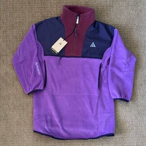 Big Kids Nike ACG Wolf Tree Loose Tunic Sweater Purple 1/4 Zip Size Large NWT